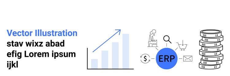erp system concept with data analytics workflow vector image