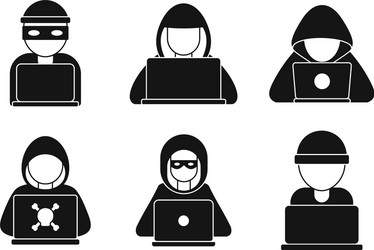 Hacker Icon Set - Men & Concepts vector image