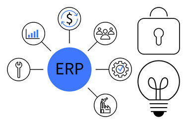 centralized erp system with process icons vector image