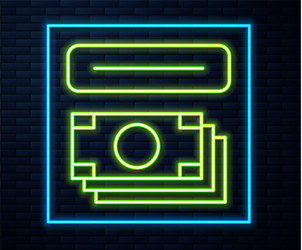 glowing neon line atm - automated teller machine vector image