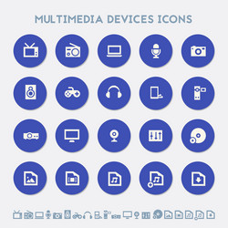 Multimedia devices icon set multicolored square vector