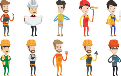 set of constructors and builders characters vector image