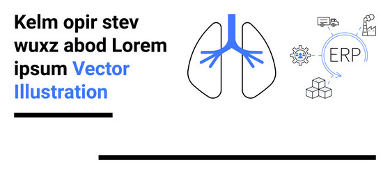 abstract lung diagram with erp elements vector image