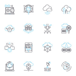 cloud storage linear icons set data backup vector image