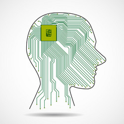 abstract human head with cpu circuit board vector