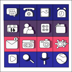 network web icons set in color vector