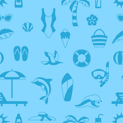 seamless pattern with summer and beach objects vector image