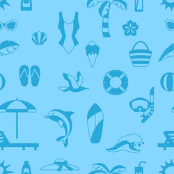 Seamless pattern with summer and beach objects vector