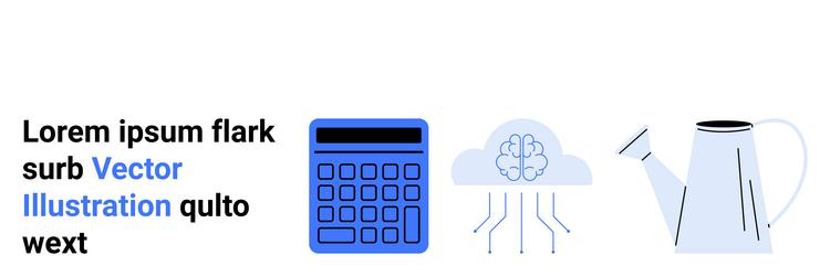 smart calculator ai cloud brain and watering can vector image