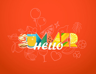 hello summer vacation concept colorful letters vector