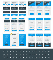 set of pricing table design templates for websites vector image