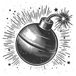 exploding bomb engraving vector image