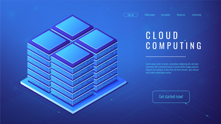 Isometric server farm cloud computing concept vector