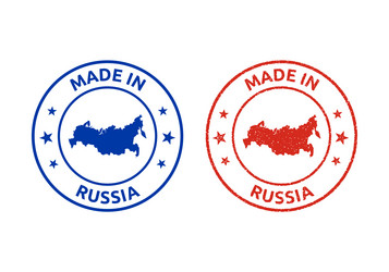 made in russia labels set russian product stamp vector