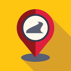 red location pin showing a winding road on yellow vector image