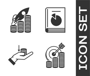 set target with coin symbol rocket flying up vector image