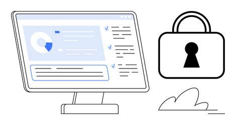 computer monitor displaying data analytics vector image