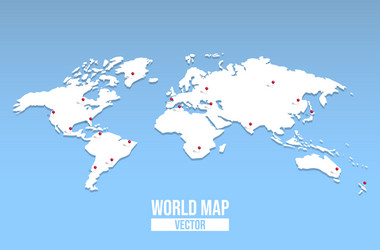 Empty World Map with Location Pins vector image