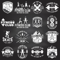 Fitness & Skate Club - Retro Badges Vector Image