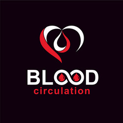 Red heart with blood circulation inscription vector