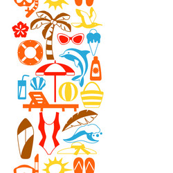 Seamless pattern with summer and beach objects vector