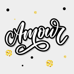 amour handwritten lettering with hand drawn vector