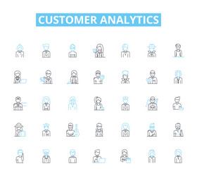 Customer analytics linear icons set segmentation vector
