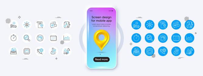 do not touch calendar and networking line icons vector image