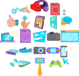 File sharing icons set cartoon style vector