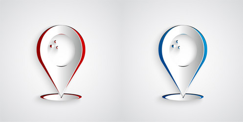 paper cut map pointer with bowling ball icon vector image