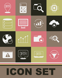 Set sales funnel with chart search data analysis vector