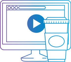 monitor computer with webpage and coffee vector image
