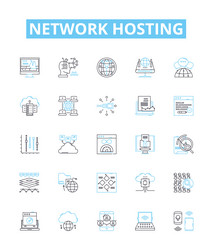 network hosting line icons set webhosting vector image
