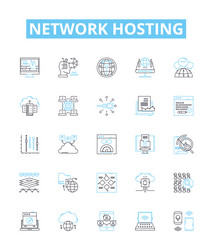 network hosting line icons set webhosting vector