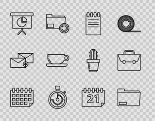 set line calendar document folder notebook vector image