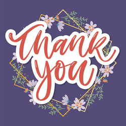cute thank you script card flowers letter text Vector Image