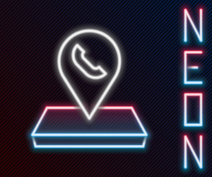 glowing neon line map pointer with telephone vector image