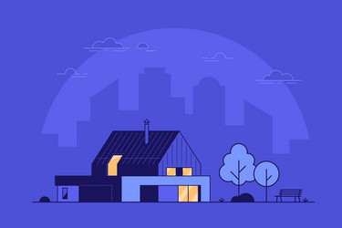 modern house with big city on background vector