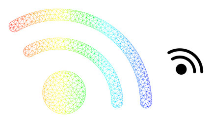 rainbow mesh gradient wi-fi access point icon vector image