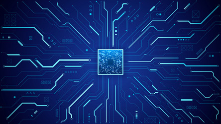 abstract cpu chip with glowing pixels vector image