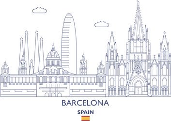 Barcelona Skyline - Spain Vector Image