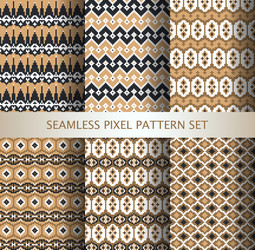 Collection of pixel colorful seamless patterns vector