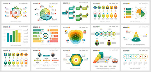 colorful smart art charts set for presentation vector image