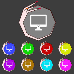 Computer widescreen monitor sign icon set color vector