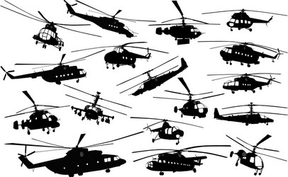 Helicopter Silhouettes Collection Vector Image