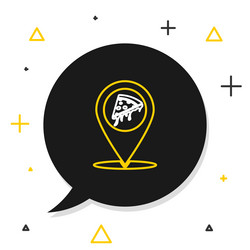 line map pointer with fast food slice pizza icon vector image