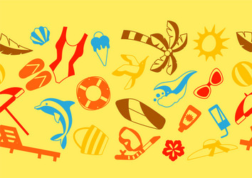 Seamless pattern with summer and beach objects vector