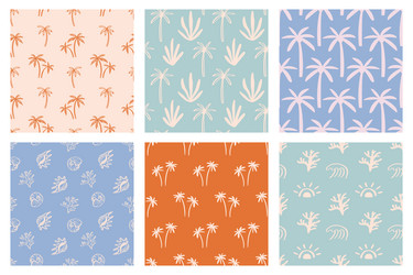 beach simple boho seamless pattern set vector image