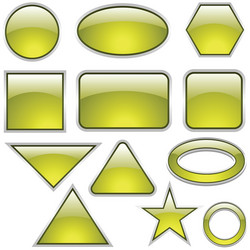 Colored glass 3d buttons with chrome frame round Vector Image