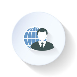 Man on the background of globe flat icon vector